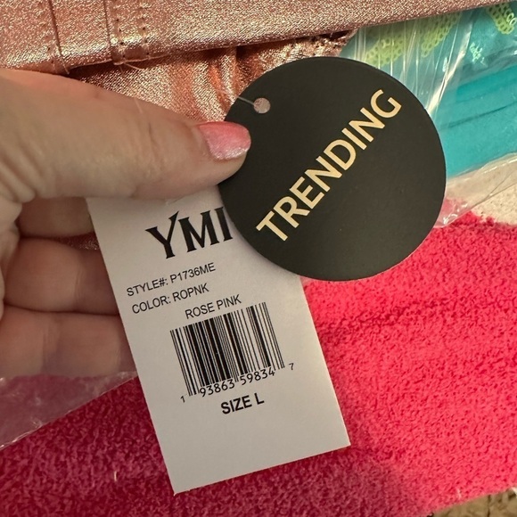 NWT YMI Skinny Rose Pink Metallic Pants - Picture 3 of 6